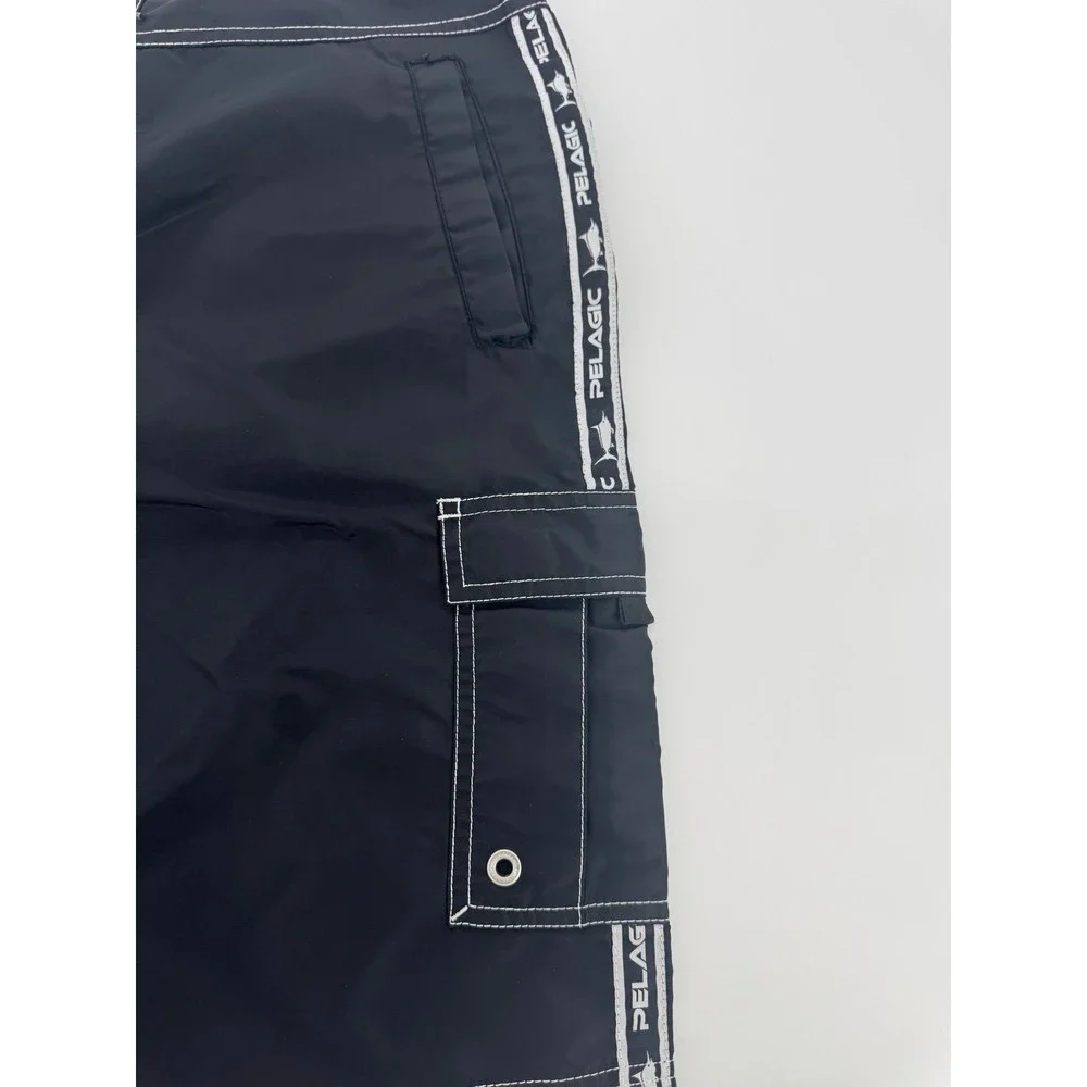 Pelagic Black Fin Shorts Mens 40 Black Board Shorts Fishing Cargo Style 201